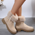 Warm Plush Boots Winter Fashion Side-Zipper Snow Boot For Women Outdoor Thickened Low-heelded Shoes