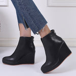 Heel Platform High Heel Pointed-toe Fashion Ankle Boots Black