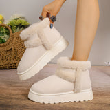 Fleece-lined Snow Boots Warm Furry Women's Thick Bottom Casual Short Boot House Shoes