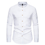 Men's Fashion Solid Color Party Shirt Metal Button Long Sleeve