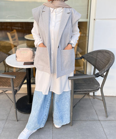 Broadcloth blazer winter vest.