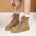 New Autumn And Winter Thick Warm Chunky Heel Platform Lace-up Martin Boots