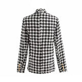 Houndstooth jacket women autumn retro thick plaid jacket