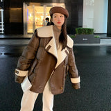 Large Lapel Fur Integrated Stitching Down Jacket