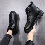 Fashion Pu Leather Round Toe Black Boots Short Boots