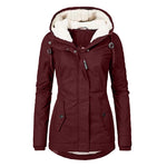 Hot Style Ladies Long-Sleeved Zipper Pocket Padded Coat Jacket