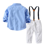 Boys Gentleman Bib Pant Suit Long Sleeve Bow Tie