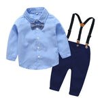 Boys Gentleman Bib Pant Suit Long Sleeve Bow Tie