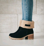 Mid-Tube Thick Heel Suede Snow Boots