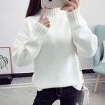 White Turtleneck Sweater Women's Pullover