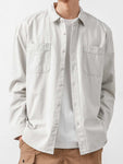 Pure Cotton Men's Retro Casual Gray High Sense Shirt Coat