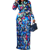 Autumn And Winter Printing Large Swing Buckling Skirt Suit