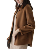 Woolen Solid Color Baggy Coat