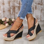 Women's Platform Wedge Sandals Plus Size Denim