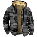 Multicolor Pattern Printed Sweater Brown Lining Cotton-padded Jacket