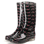 Women's Printing High Non-slip Wear-resistant Sole Rubber Boots