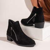 Women's Suede Rubber Cloth Fashion Boots Chunky Heel Booties