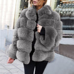 Faux fur stitching women's jacket