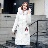 Long hooded padded down coat coat women