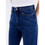 Simple Style Women's Dark Blue Small Straight-leg Jeans