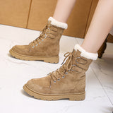 New Autumn And Winter Thick Warm Chunky Heel Platform Lace-up Martin Boots