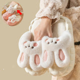 Cute Rabbit Shoes Winter Fuzzy Slippers Women Detachable Washable House Shoes