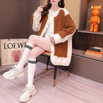 Women's Patchwork Sweater Cardigan Mid-length