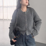 Autumn New Simple Round Neck Knitted Cardigan Soft And Sticky