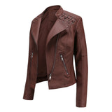 Slim Fit Thin Leather Coat Women's Motorcycle Clothing