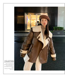 Large Lapel Fur Integrated Stitching Down Jacket