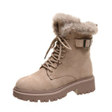 Martin Boots For Women Round Toe Suede Short