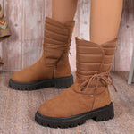 Fashion Mid-calf Snow Boots With Lace-up Design Winter Warm Thickened Low-heeled Boot Women's Casual Shoes Outdoor