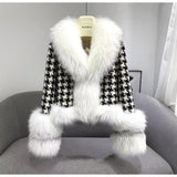 Fur Coat Women's Short Houndstooth Fur Collar Silver Fox Fur Jacket