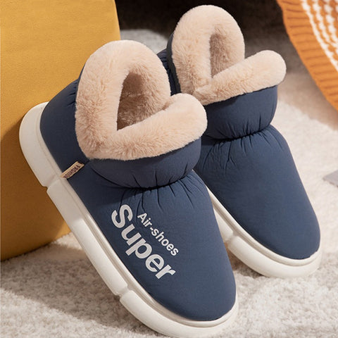 Warm House Shoes Plush Fleece High Back Heel Slippers Home Winter Warm Couple Shoes