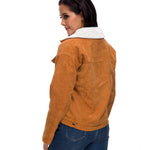 Corduroy lambskin padded jacket long