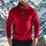 Men's Sweater Zipped Stand Collar Fleece-lined