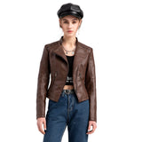 Slim Fit Thin Leather Coat Women's Motorcycle Clothing