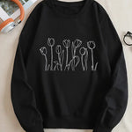 Letter Fleece Printed Casual Long Sleeved Sweatshirt