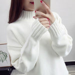 White Turtleneck Sweater Women's Pullover