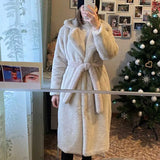 Winter Women High Quality Faux Rabbit Fur Coat Luxury Long Fur Coat Loose Lapel OverCoat Thick Warm Plus Size Female Plush Coats