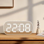 Led Digital Alarm Clock 5 Levels Adjustable Brightness Mirror Home Decor