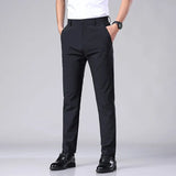 2023 Summer Casual Pants Men Thin Business Stretch Slim Elastic Waist Jogger Korean Classic Thin Black Gray Blue Trousers Male