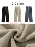 Winter Thick Fleece Warm Sweatpants Men Streetwear Wide-Leg Straight Loose Track Pants Male Casual Thermal Velvet Trousers