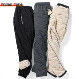 Winter Lambswool Warm Thicken Sweatpants Men Fashion Joggers Water Proof Casual Pants Men Plus Fleece OverSize Trousers