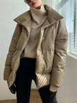 Khaki Short Down Jacket For Women