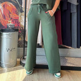 Casual Loose Waist Ribbon Decorative Wide Leg Trousers 2-piece Set