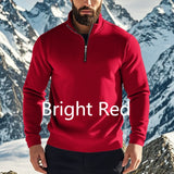 Men's Sweater Zipped Stand Collar Fleece-lined