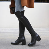 Chunky Heel Riding Boots Mid Heel Fashion Boots Over-the-knee Boots