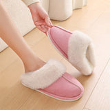 Winter Warm Plush Home Slippers Indoor Fur Slippers Women Soft Lined Cotton Shoes Comfy Non-Slip Bedroom Fuzzy House Shoes Women Couple