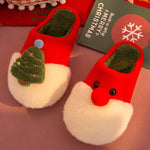 Winter Plush Slippers Christmas Cute Santa Claus And Christmas Tree Slipper Warm Anti-Slip House Shoes For Women